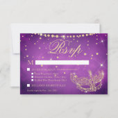 Cartons Réponse Masque de masquerade élégant lilas or paillettes R (Devant)