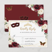 Cartons Réponse Masque de papillons Quinceañera floraux d'ivoire d (Devant / Derrière)