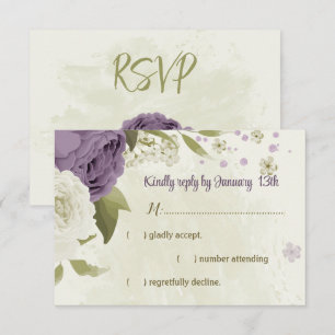 Cartons Réponse mauve fleurs blanches verdure mariage