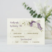 Cartons Réponse mauve fleurs blanches verdure mariage (Debout devant)