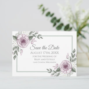 Cartons Réponse Mauve Roses Élégant mariage floral Enregistrer la