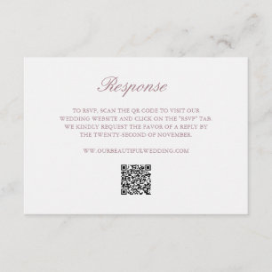 Cartons Réponse Mauve Wreath Monogramme QR Code Mariage élégant