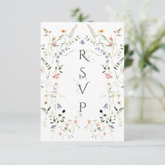Cartons Réponse Meadow Fleur sauvage Rustic Boho Mariage photo (Debout devant)