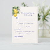 Cartons Réponse Mediterranean Blue Tile & Lemon Branch Wedding (Debout devant)