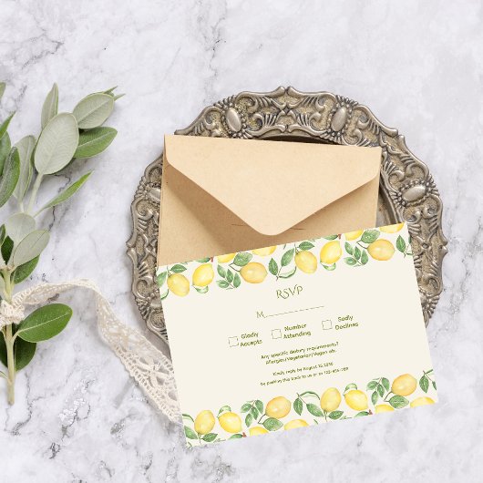 Cartons Réponse Mediterranean Olive Lemon Modern Wedding