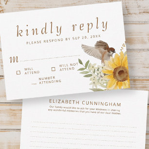 Cartons Réponse Mémorial aquarelle tournesol Répondre avec plaisir
