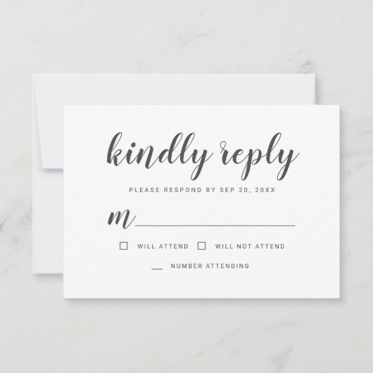 Cartons Réponse Memorial Simple Cursive Memories Répondre (Devant)