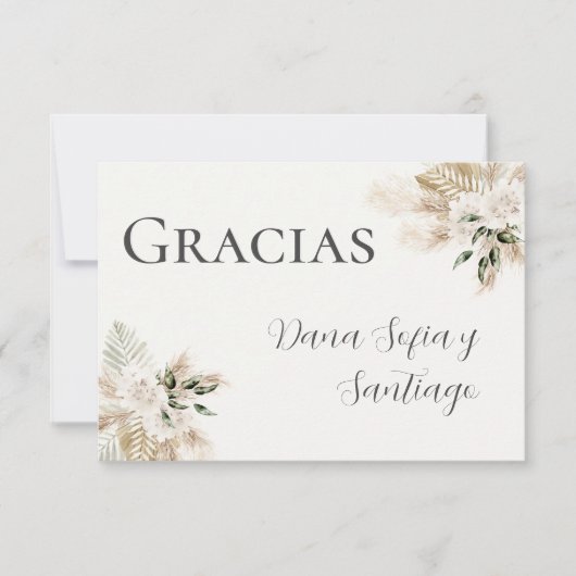 Cartons Réponse Merci Mariage Boho espagnol (Devant)