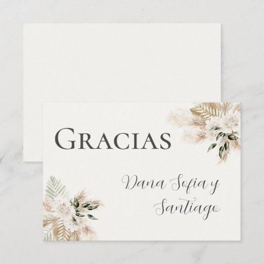 Cartons Réponse Merci Mariage Boho espagnol (Devant / Derrière)