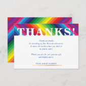 Cartons Réponse MERCI NOTER brillant coloré bande arc-en-ciel (Devant / Derrière)