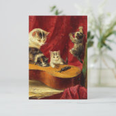 Cartons Réponse Mère Chat et chatons Jouer avec la guitare (Debout devant)