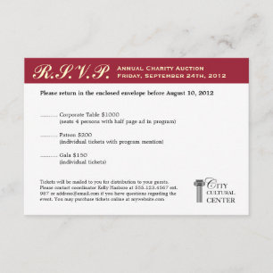 Cartons Réponse Merlot rouge gala d'affaires événement entreprise