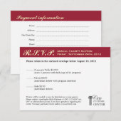 Cartons Réponse Merlot rouge gala d'affaires événement entreprise  (Devant / Derrière)