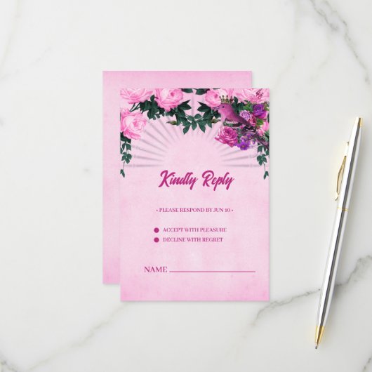 Cartons Réponse Merveilleuse rose roses (Devant/Arrière en situation)