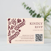 Cartons Réponse Mexican Burgundy Wedding QR Code (Debout devant)