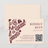 Cartons Réponse Mexican Burgundy Wedding QR Code (Devant / Derrière)