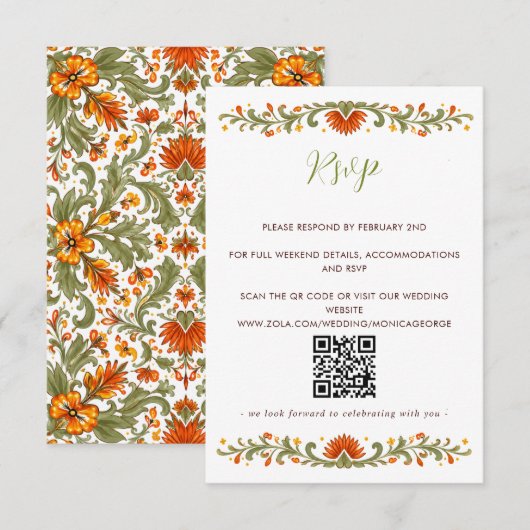 Cartons Réponse Mexican Fiesta Vert Talavera QR CODE (Devant / Derrière)