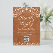 Cartons Réponse Mexican Floral Wedding QR code (Debout devant)