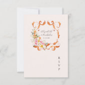 Cartons Réponse Mi-été | Romantique Flores d'automne Mariage Crest (Devant)