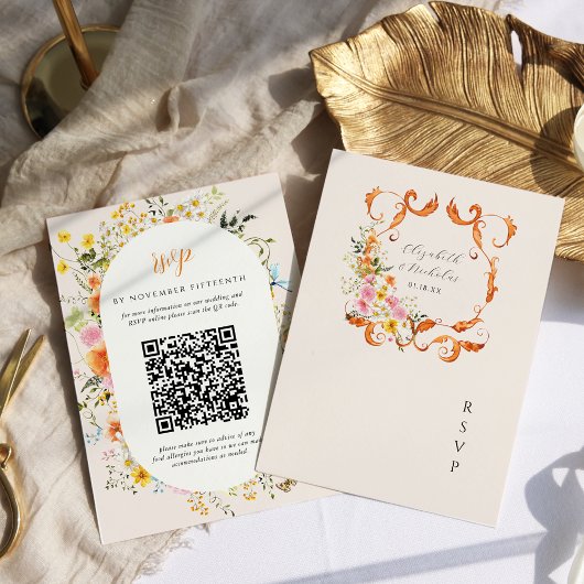 Cartons Réponse Mi-été | Romantique Flores d'automne Mariage Crest