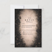 Cartons Réponse Midnight Botanical Gothic Wedding (Devant)