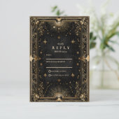 Cartons Réponse Midnight Celestial Luxe Wedding (Debout devant)