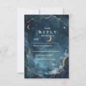 Cartons Réponse Midnight Constellation Floral Wedding (Devant)