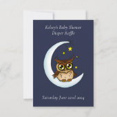 Cartons Réponse Mignon Hibou Bébé Lune Étoiles Bleu Douche (Dos)