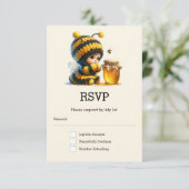 Cartons Réponse Mignonne fille en costume d'abeille avec miel (Debout devant)