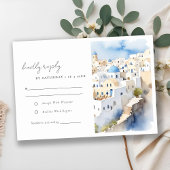 Cartons Réponse Minimal chic Santorini Grèce Mariage aquarelle