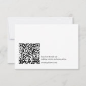 Cartons Réponse Minimal Elegant Black White Classic Wedding QR (Dos)