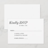 Cartons Réponse Minimal Elegant Black White Serif Classic Wedding (Devant / Derrière)