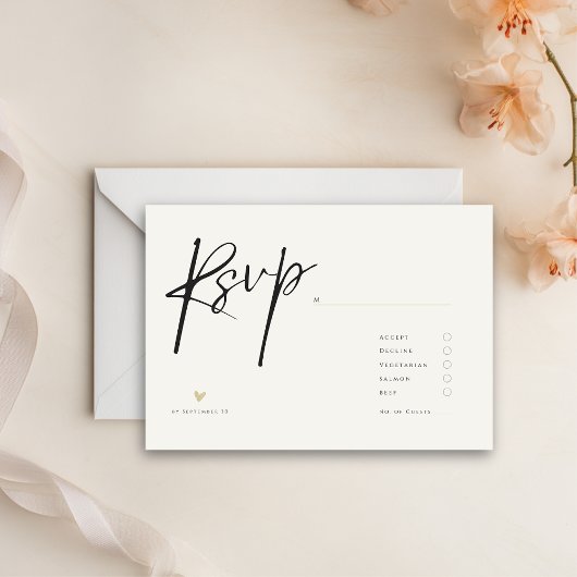 Cartons Réponse Minimal Elegant Calligraphy Typo Wedding 