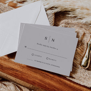 Cartons Réponse Minimal et chic   Gris doux et Mariage noir