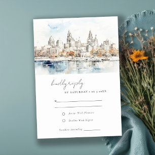 Cartons Réponse Minimal Kansas City Missouri Watercolor Mariage