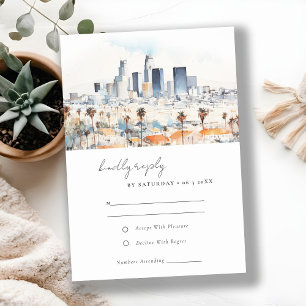 Cartons Réponse Minimal Los Angeles California Watercolor Mariage