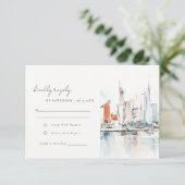 Cartons Réponse Minimal Miami Florida Skyline Watercolor Mariage (Debout devant)