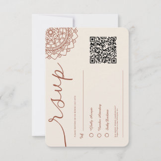 Cartons Réponse Minimal moderne en terre cuite Boho Mandala QR Cod