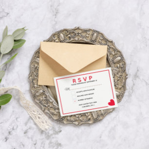 Cartons Réponse Minimal moderne Red Heart Valentine Mariage