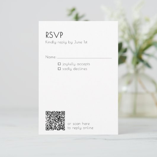 Cartons Réponse Minimal QR Code Mailing Wedding Details Modern  (Debout devant)