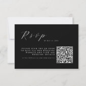 Cartons Réponse Minimalist Black Elegant Wedding w QR Code (Devant)