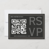 Cartons Réponse Minimalist Black Tie Formal Wedding QR Code (Dos)