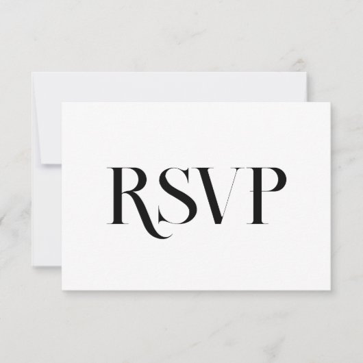 Cartons Réponse Minimalist Contemporary Wedding | Black and White (Devant)