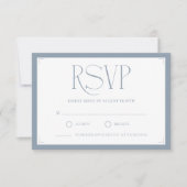 Cartons Réponse Minimalist Dusty Blue Elegant Monogram Wedding  (Devant)