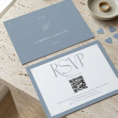 Cartons Réponse Minimalist Dusty Blue Elegant Monogram Wedding 