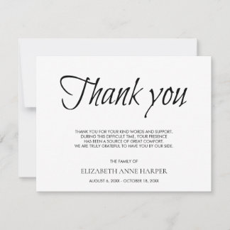 Cartons Réponse Minimalist Elegant Script Funeral Thank You Card