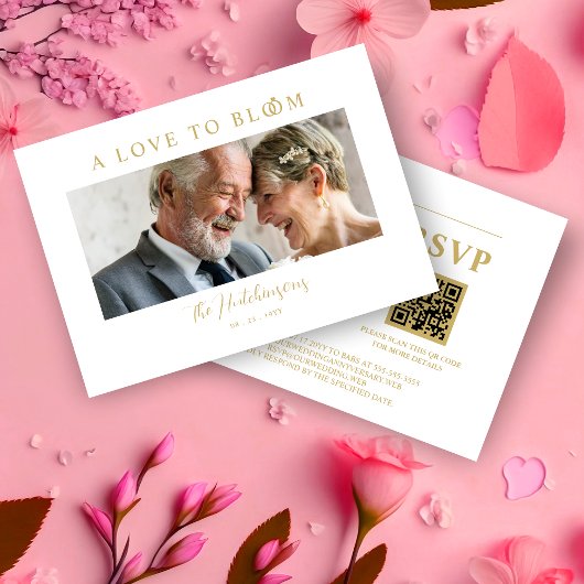 Cartons Réponse Minimalist Romantic Wedding Anniversary in Gold