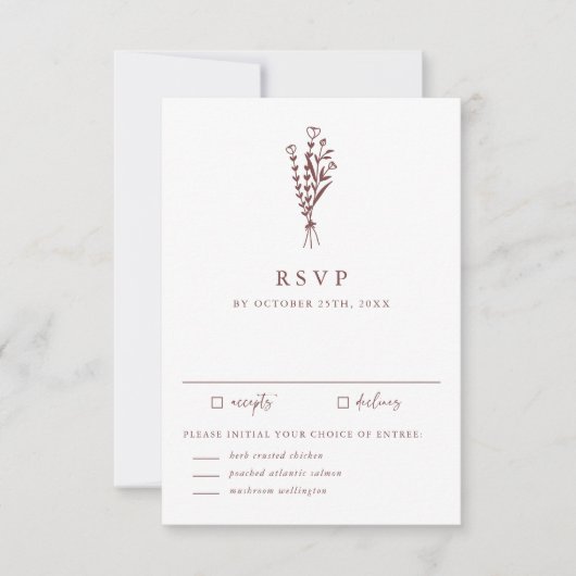 Cartons Réponse Minimaliste Botaniques Mauve Mariage (Devant)