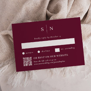 Cartons Réponse Minimaliste Chic Bordeaux Traditionnel et QR Cod