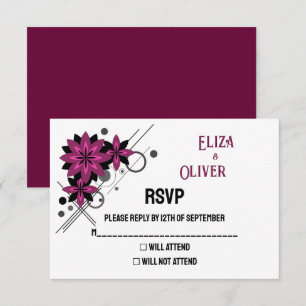 Cartons Réponse Minimaliste élégant moderne luxe floral bordeaux
